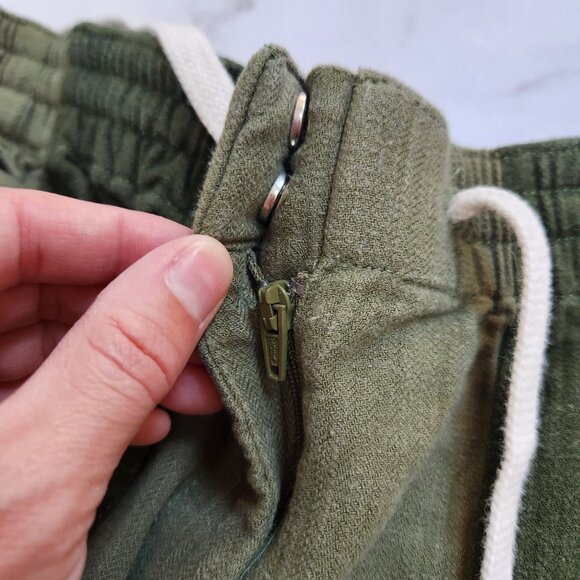 J. Crew Linen Blend Green Cargo Pants Patchwork Joggers Grunge Women's 00 - Picture 7 of 14